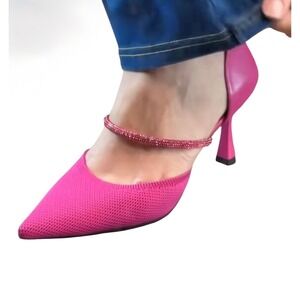 Cozy Island Fuchsia Rhinestone Mary Jane 3" Heels NWT Size 9.5 – Retail $129